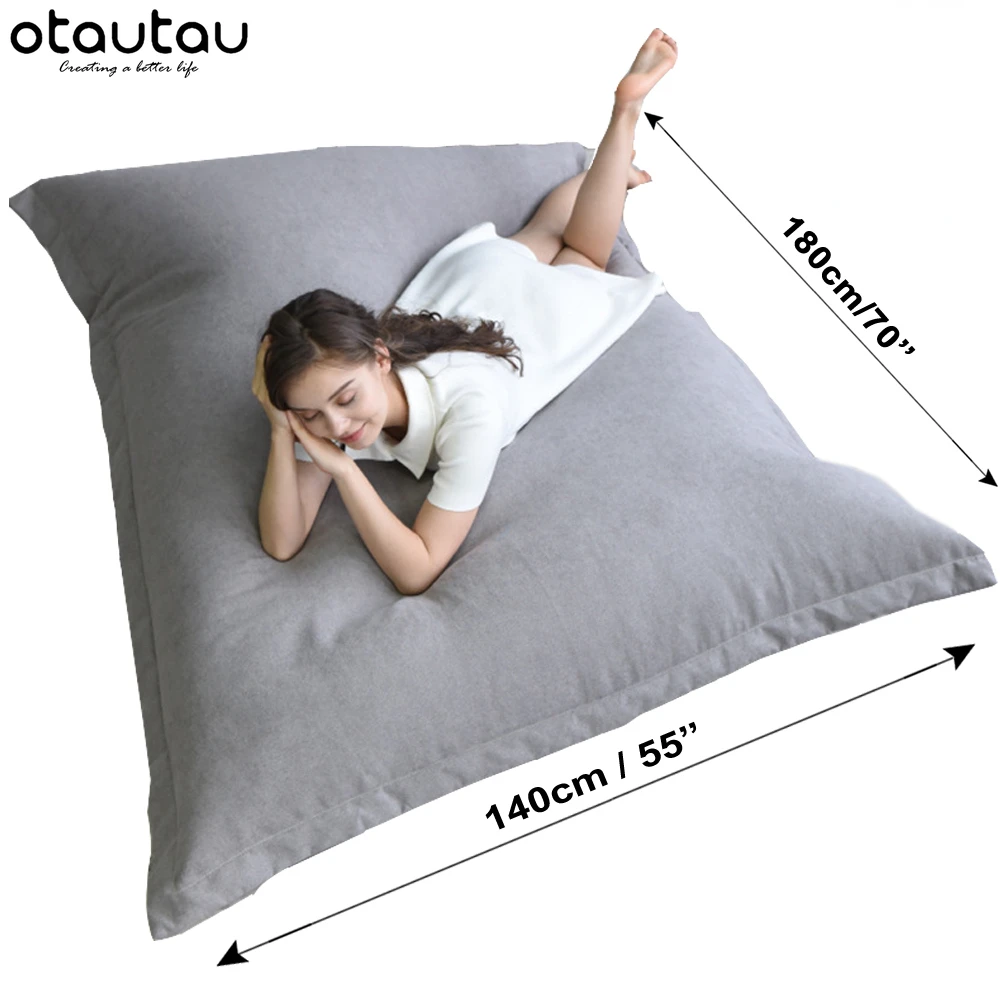 OTAUTAU 6ft Giant Rectangle Sofa Bed Cover Bean Bag Chair Pouf Ottoman Envelope Floor Corner Seat Beanbag Recliner DD006