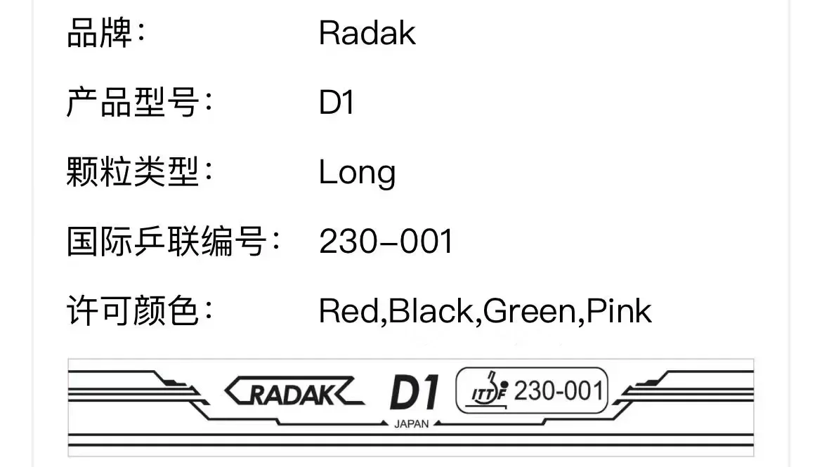 Radak D1 Ultra Soft Table Tennis Rubber Long Pips OX Medium Particles ITTF Approved Ping Pong Rubber Without Sponge for Sinking