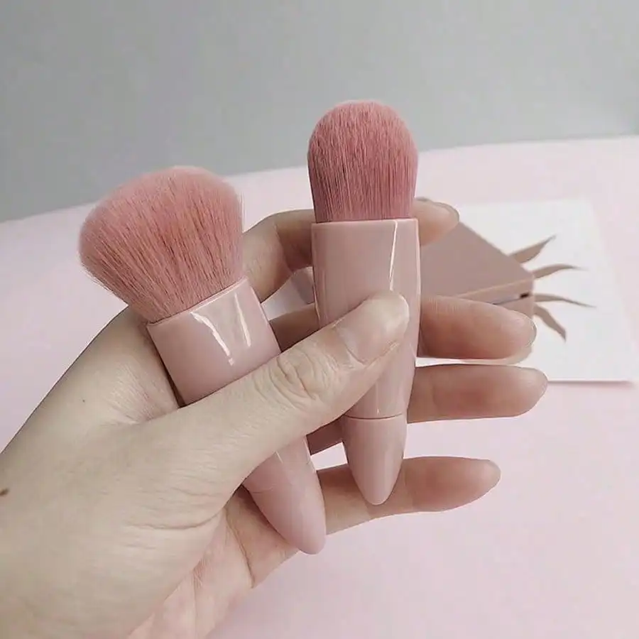 5Pcs Mini Travel Makeup Brush Set With Mirror Case Portable Professional Cosmetic Brushes For Powder Foundation Blush and Eyeshadow Compact Face Brushes With Storage Box