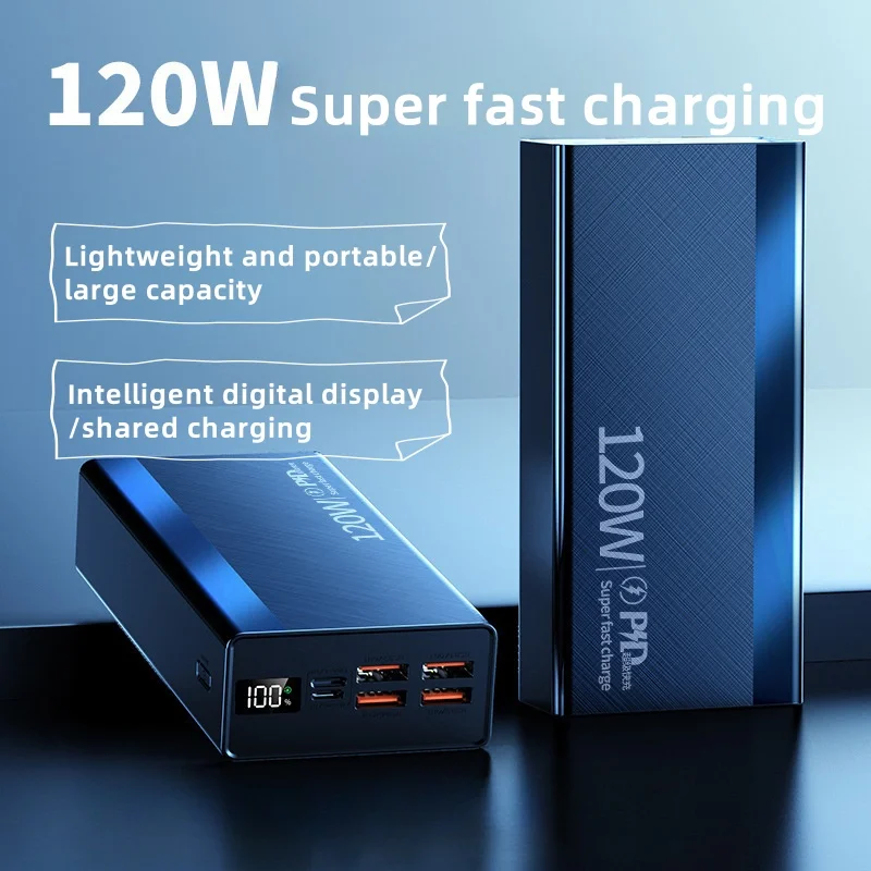 120W Power Bank For Xiaomi 200000mah Super Fast PowerBank Charging Portable Digital Display External Battery For Samsung Iphone