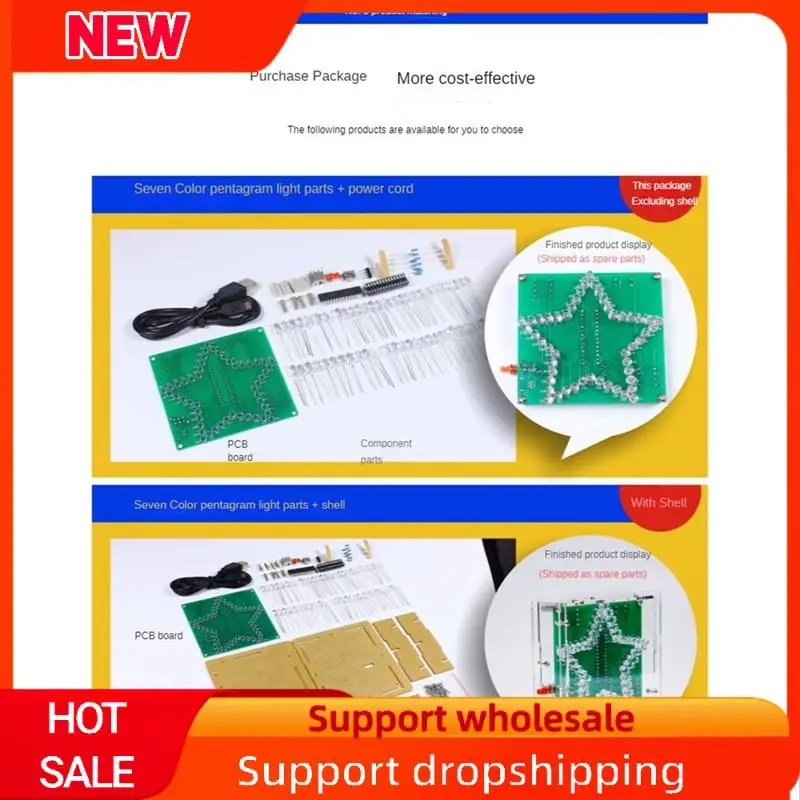 

Superb DIY Electronic Kit Soldering Suite Colorful Five-Pointed Star LED Flashing Marquee Light Circuit Board Kit