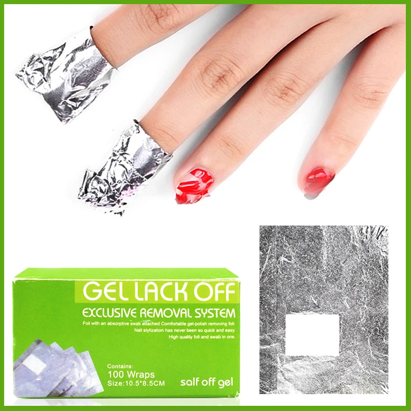 100Pcs/Box Nail Art Foil Polish Removal Foil Gel Wraps Remover Soak Off Acrylic Foil Nail Removal Wraps