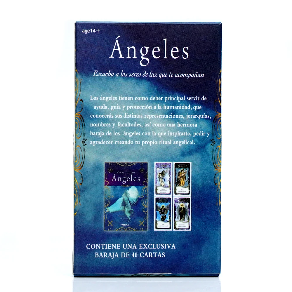 بطاقات التارو الإسبانية Angel Oracle Deck مجموعة البطاقات الروحية الإسبانية الإلهية مع توجيه الورق رسائل ملائكية ملهمة