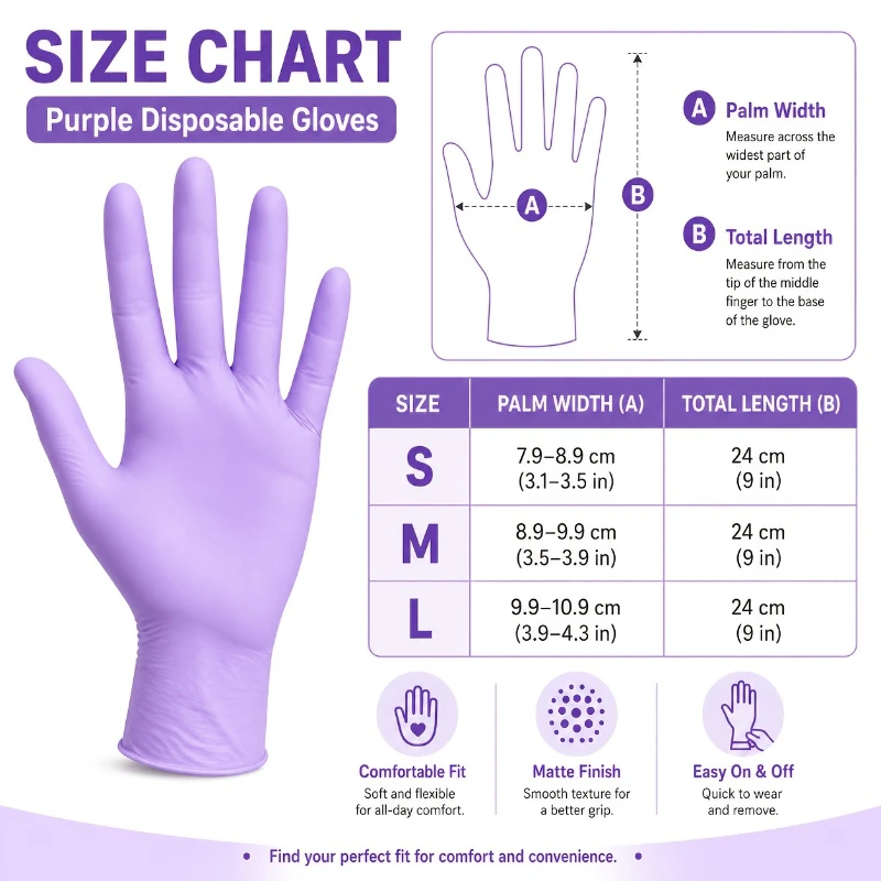30PCS Nitrile Gloves Disposable Light‑Purple Water‑Repellent Stain‑Resistant Gloves for Household  Kitchen Cleaning Tasks