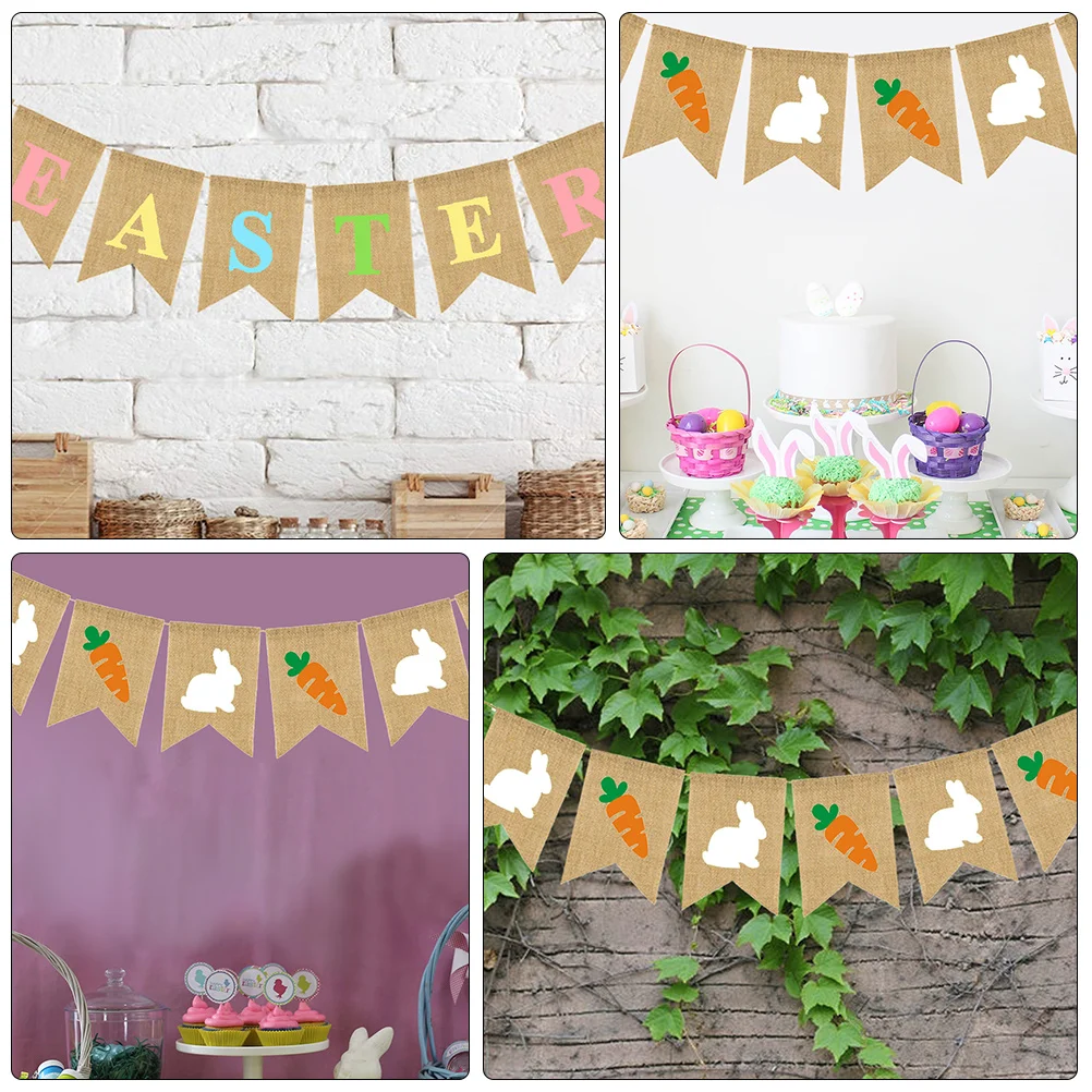 2 Pcs Easter Flag Garlands Party Supplies Colorful Banner Dovetail for Hanging Bunting Decorate Decorations