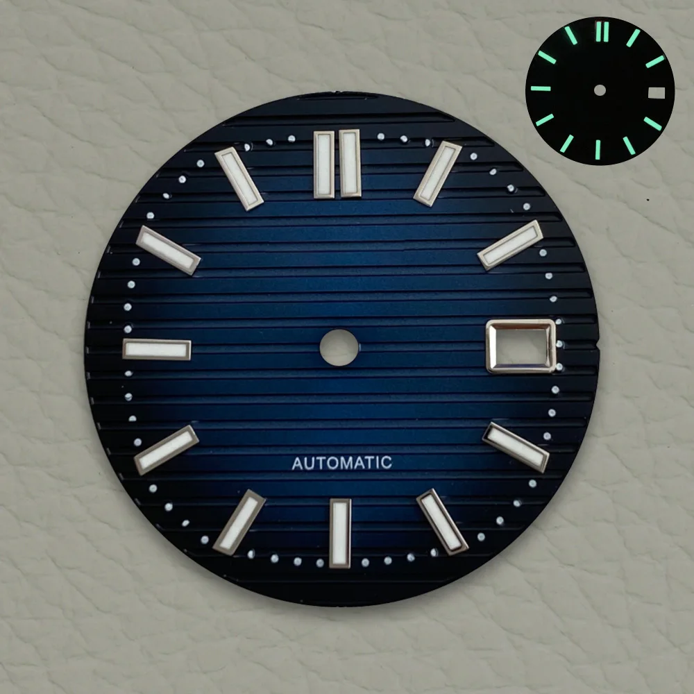 30.5 مللي متر NH35 الطلب S شعار نوتيلوس الهاتفي مناسبة لحركة NH35 قوية الأخضر مضيئة الرجال ساعة اكسسوارات