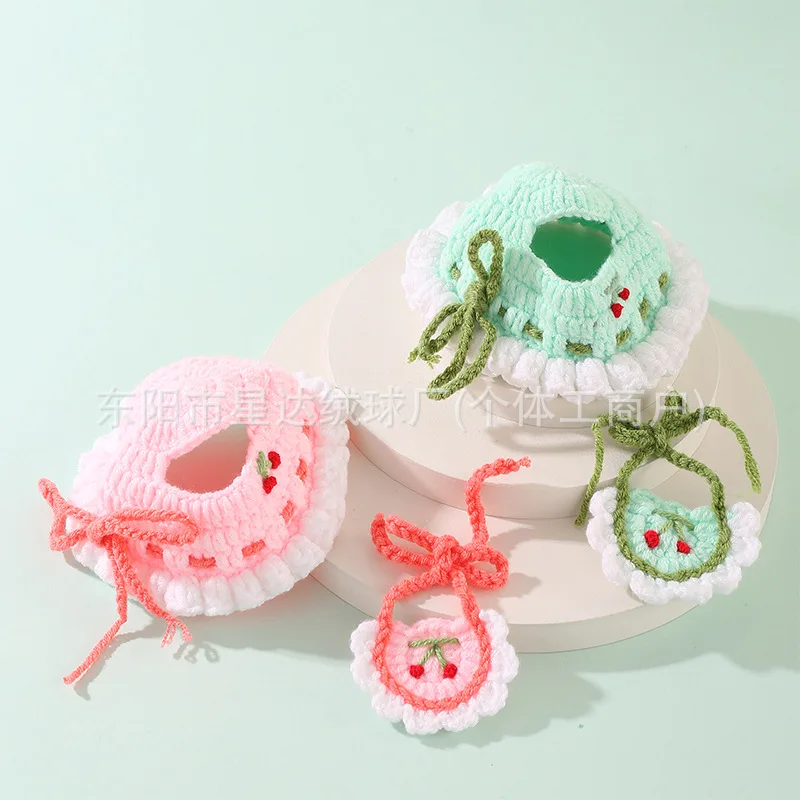 Nueva generación de ropa de bebé tejida labubu de 1, 2, y 3, conjunto de babero y manta, ropa de muñeca de ganchillo DIY, ropa cambiable