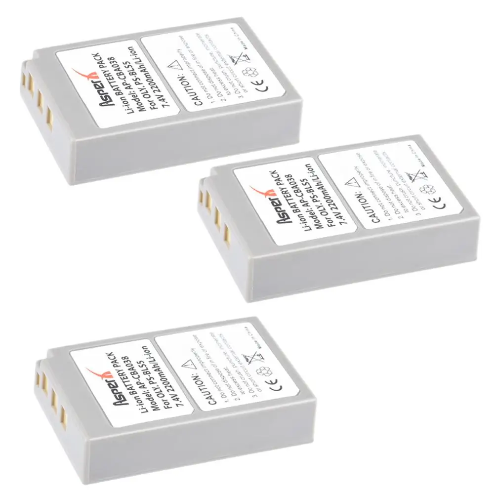 

3x 2200mAh PS-BLS5 BLS50 BLS 5 50 BLS-5 BLS5 Li-ion Battery Bateria for Olympus PEN E-PL2,E-PL5,E-PL6,E-PL7,E-PM2,E-M10,E-M10 I