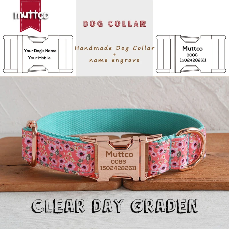 MUTTCO engraved metal buckle collar CLEAR DAY GRADEN personalized dog ID tag collar 5 sizes nameplate anti-lost supply UDC180