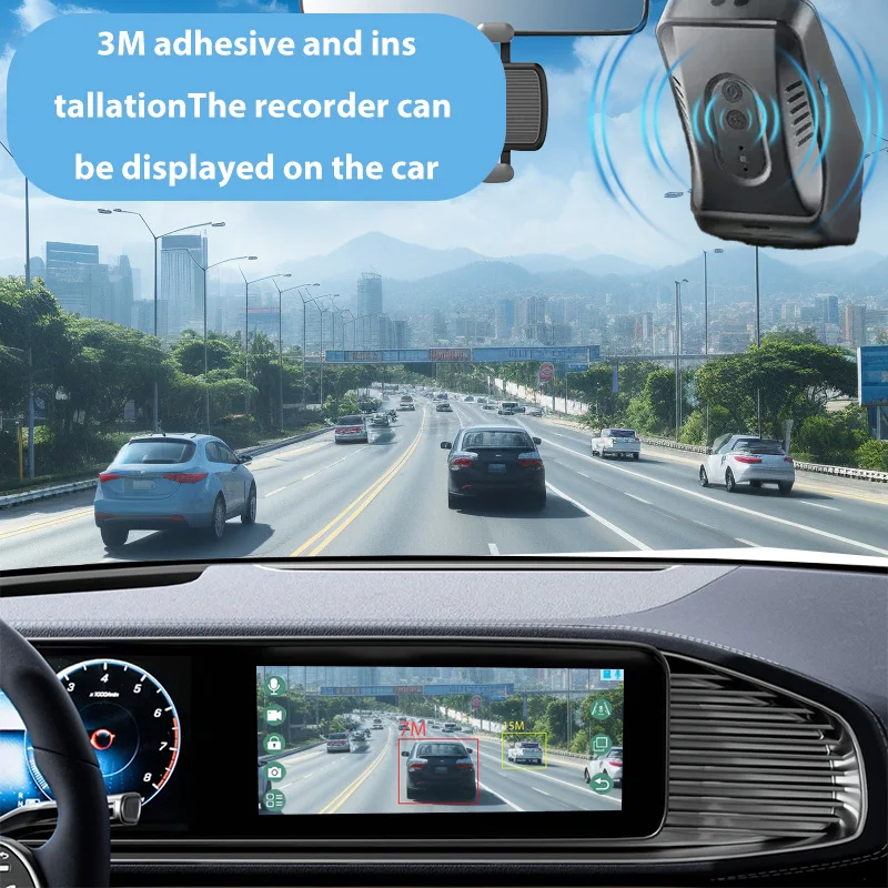 2K/1080P USB ADAS Car DVR Dash Camera,  Voice Alarm Front & Rear Dual Cam, Motion Detection Driving Recorder for Android