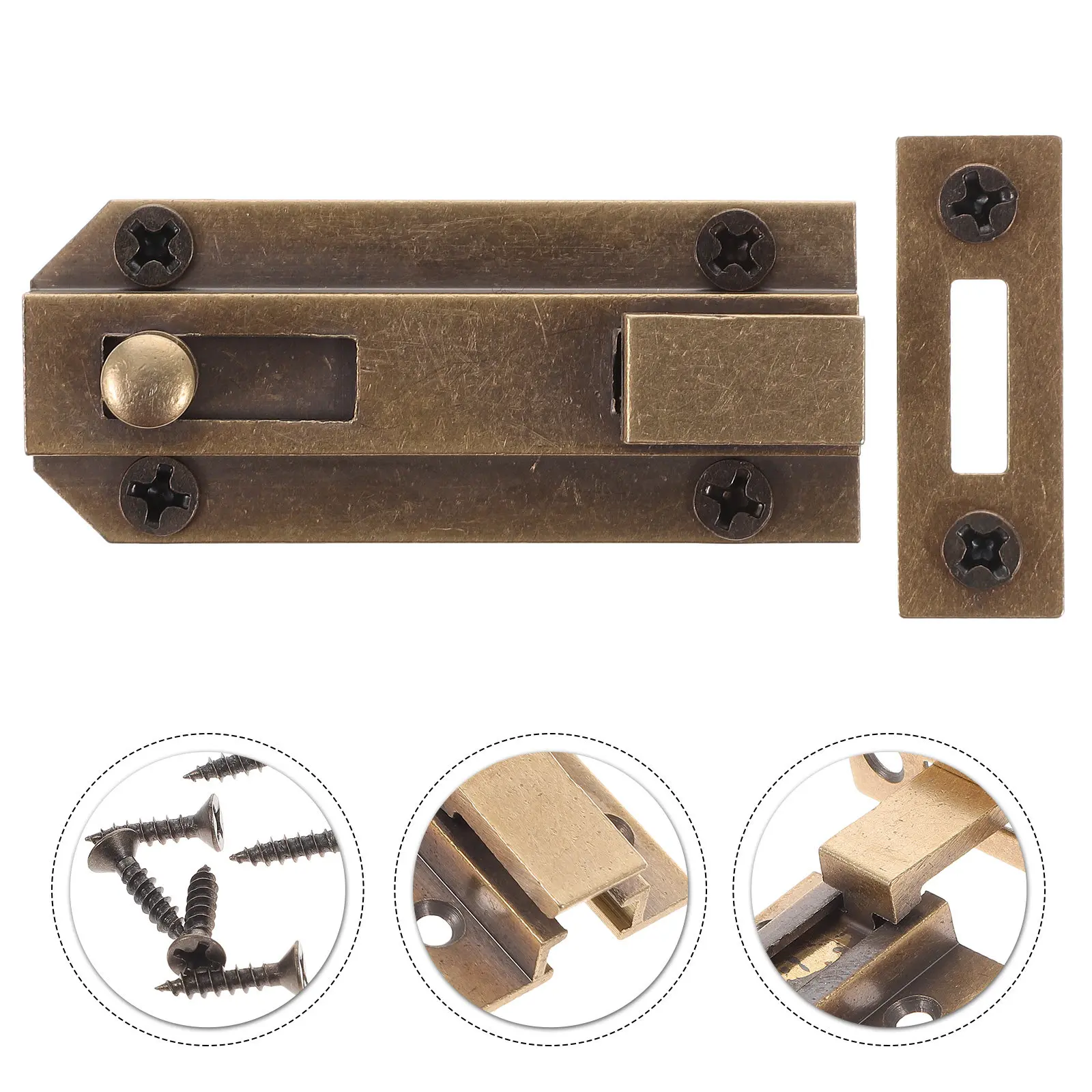 Heavy Duty All-Copper Slide Bolt Thickened Handle Door Flush Bolt for Solid Wood Anti-Theft Doors Screen Door Lock