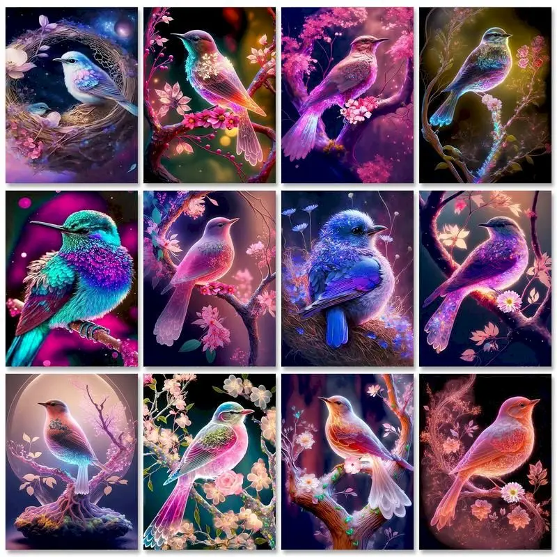

GATYZTORY 5D Diy Diamond Painting Full Square Birds Cross Stitch Diamond Embroidery Animals Picture Rhinestone Mosaic Wall Decor