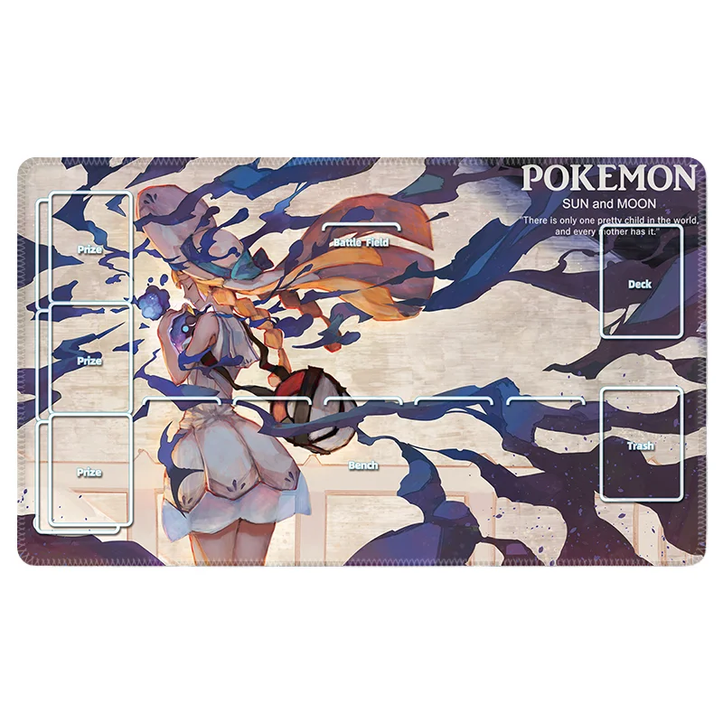 60*35*0.2cm Anime Pokemon GAME PTCG Dedicated Card Play Mat Battle Against Trainer Lillie Acerola Marnie Dawn Collectibles Toys