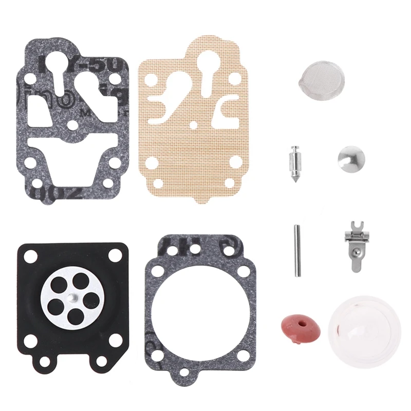 Brush Cutter Grass Trimmer Carburetor Carb Repair Rebuild Gasket Kit & Primer Bulb for Walbro 40-5/44F-5 34F