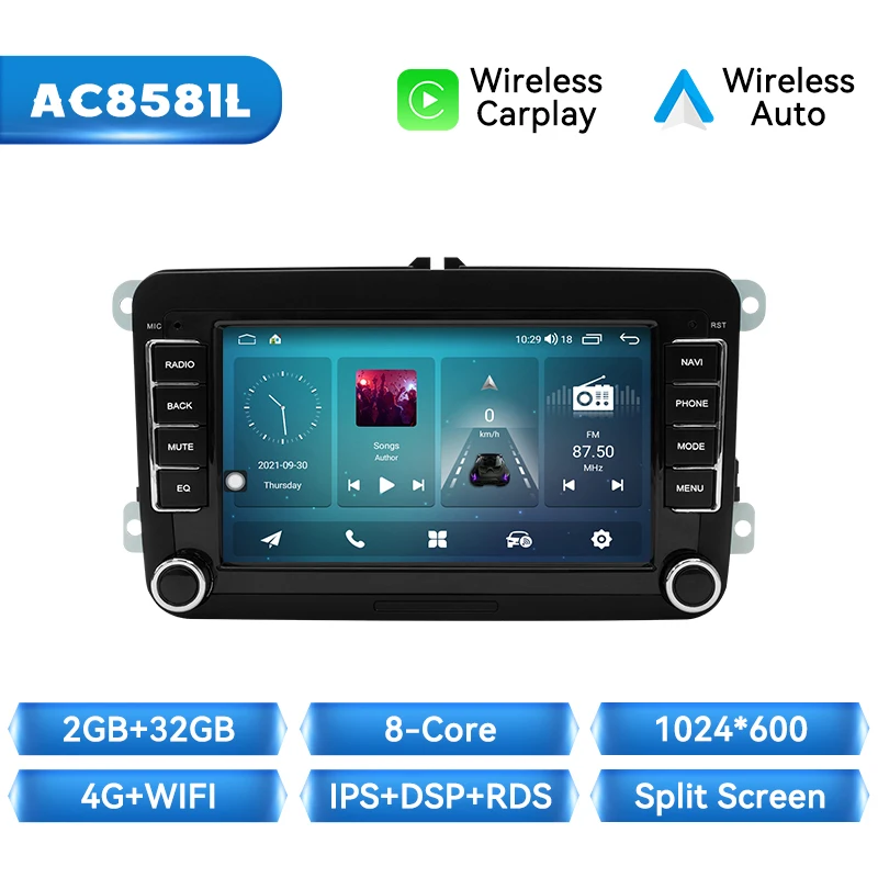 Draadloze Carplay Auto Radio Voor Volkswagen Vw Passat B6 B7 Cc Tiguan Touran Golf Polo 128Gb Auto Multimedia Gps 2din Autoradio
