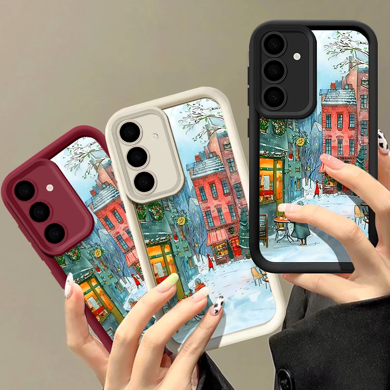 Winter Schnee Landschaft Telefon Fall Für Samsung Galaxy A56 A16 A17 A15 A55 A54 A26 A36 S24 S25 FE S23 S22 Ultra Plus S25 Rand Abdeckung
