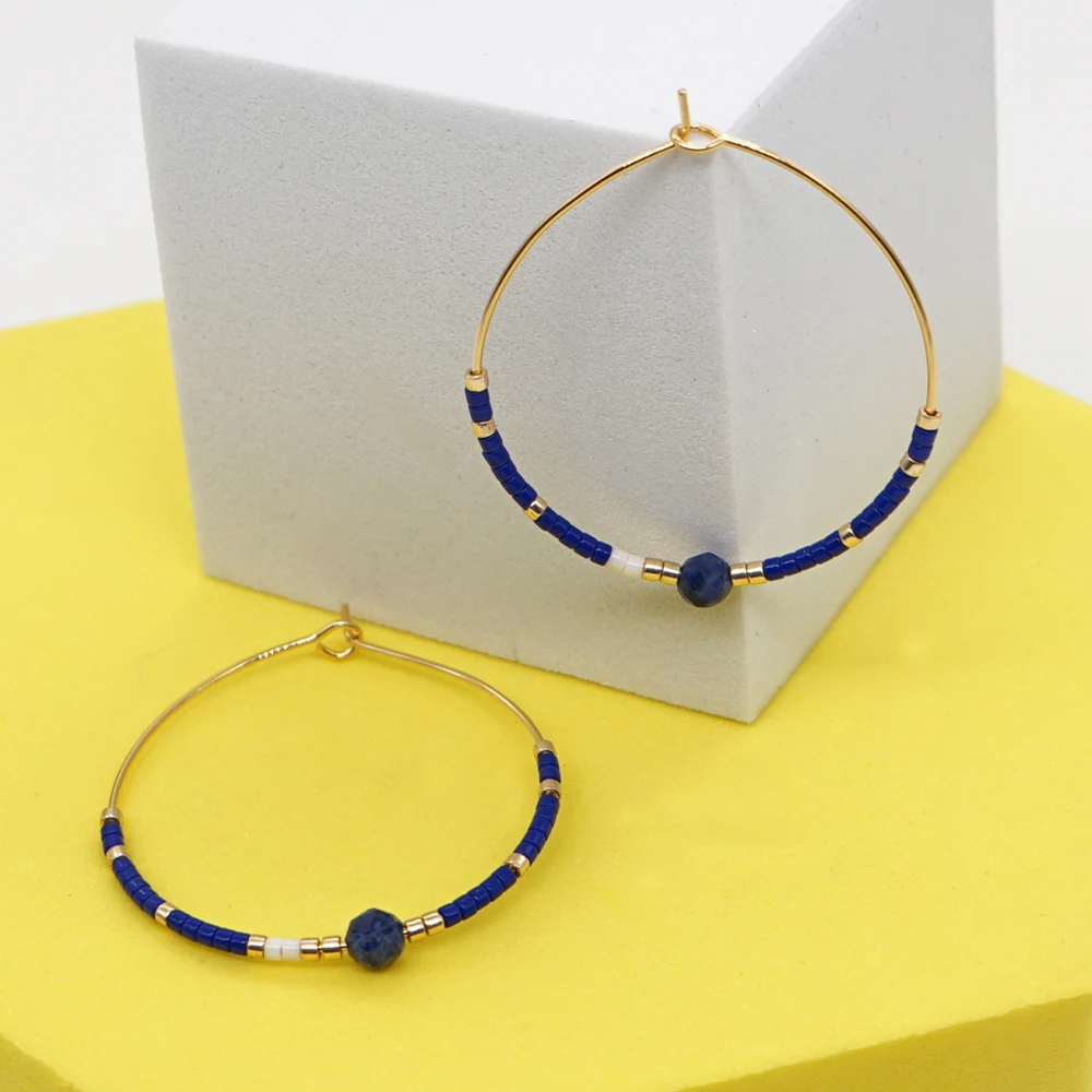 

Go2Boho Natural Charm Earrings Jewelry Miyuki Seed Beads Ear Rings Gold Plated Stainless Steel Hoop Earrings for Women