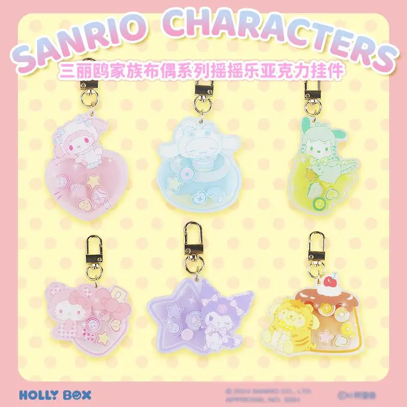 Cinnamoroll Kuromi Pompompurin Hello Kitty Pochacco My Melody Sanrio Cone Crushed Ice Keychain Charm Anime Plush Toys for Girls