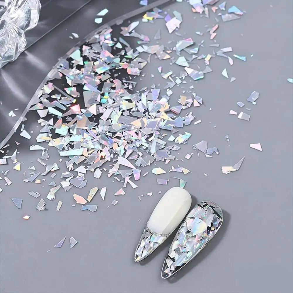 Aurora Nail Glitters Laser Silver Iridescent Glitter Chunky Glitter Sparkly Sliver Holographic Nail Charms