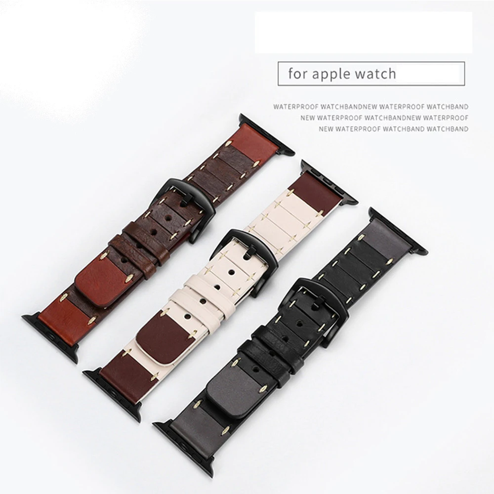 Crazy horse leather strap For Apple Watch Series 4/3/2/1 40mm 44mm Wristbands iwatch 38mm 42mm Watchbands Waterproof Scrub Band