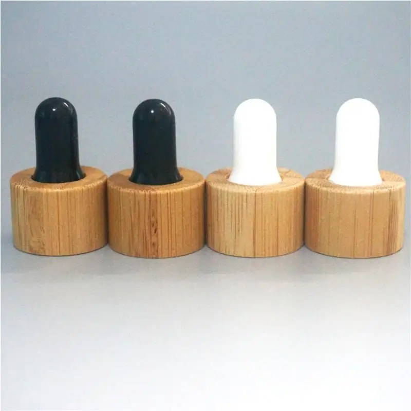 

18/410 Nature Bamboo Dropper Cover Essential Oil Bottle Bamboo Essential Oil Bottles Cap With Black or White Glue Head