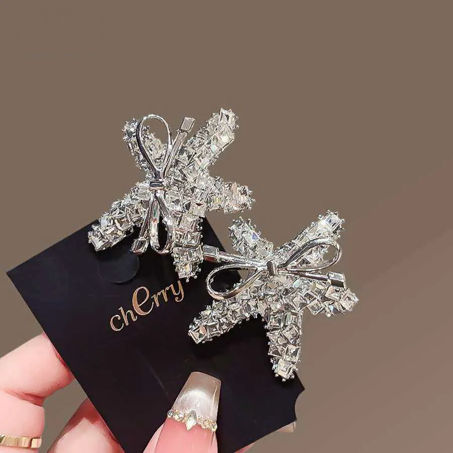 High End Bow Starfish Heavy Duty Duckbill Clips For Women Side Bangs Broken Hair Daily Wear Rhinestone Hair Clips New Luxury
