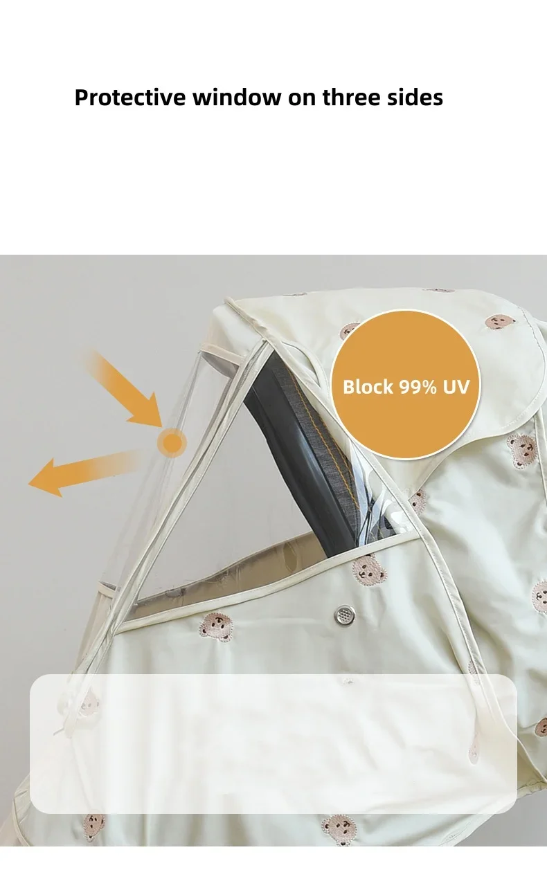 Baby Stroller Customized Rain Sunshine 99% UPF Winter Baby Stroller Rain Cover