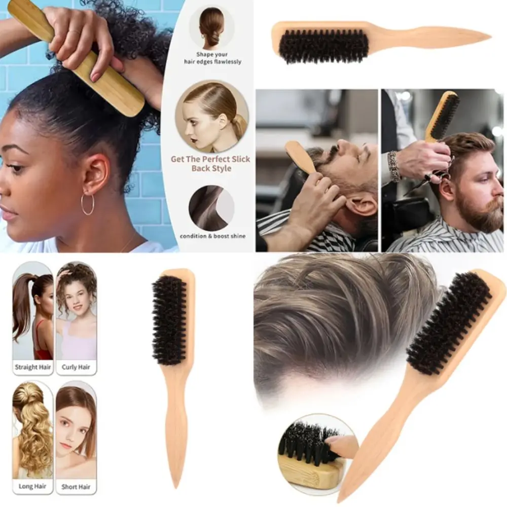 Slick Back Hair Brush Backcombing Smoothing Hairdressing Comb Edge Control Flyaways Hair Styling Brush For Sleek Ponytail Bun