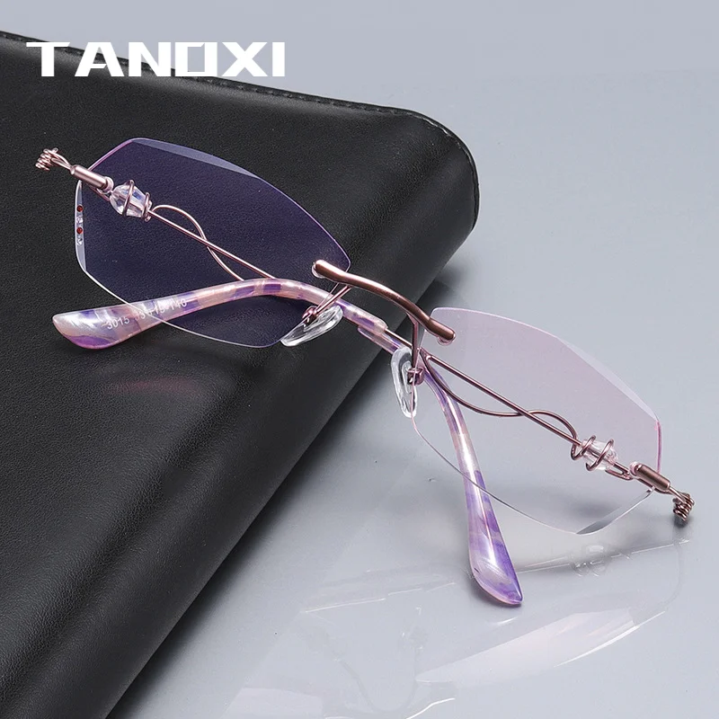 TANOXI Women Ultralight Diamond Cutting Frame Custom Diopter Glasses Designer occhiali da lettura donna Luxury 2023 Blue Light Block