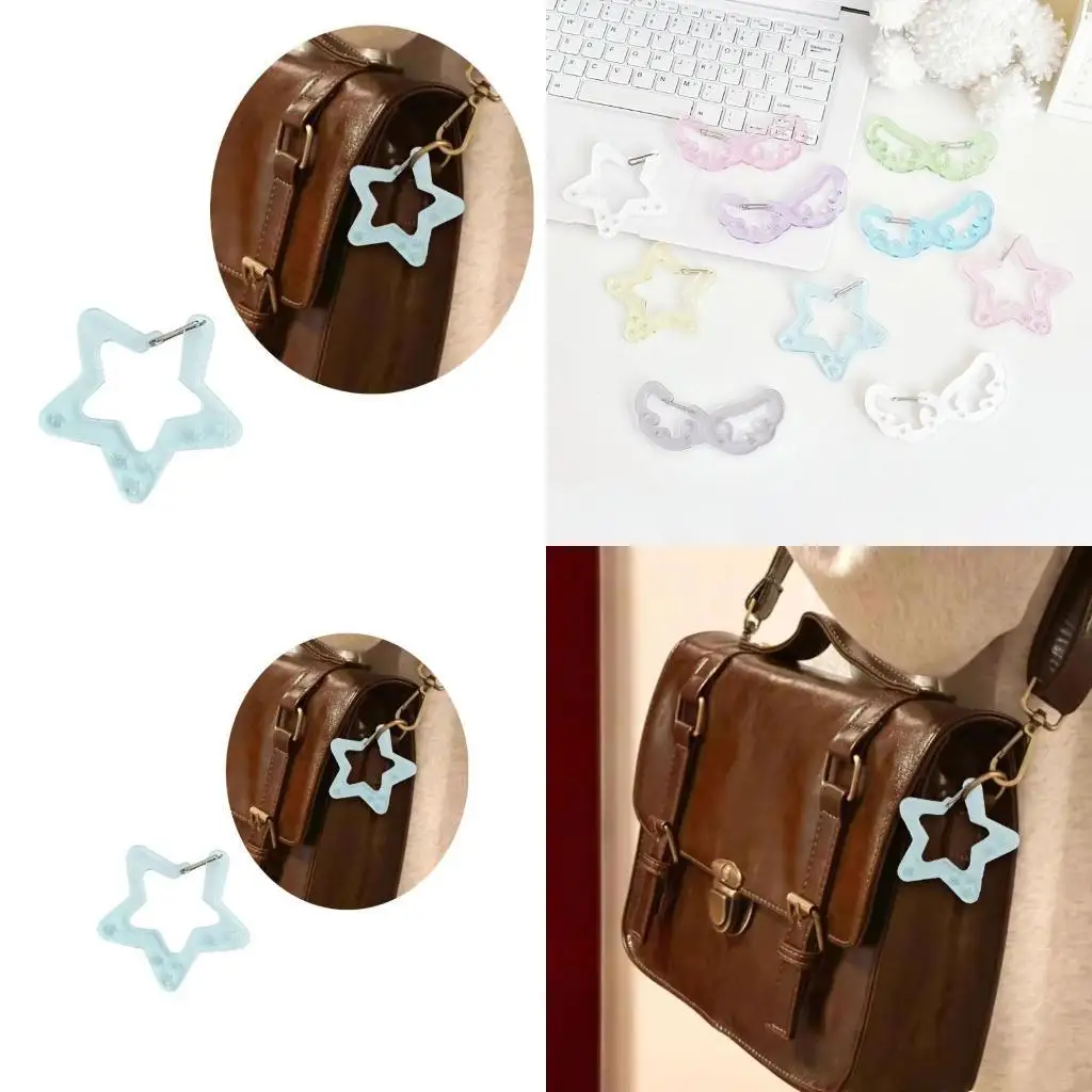 

Acrylic Wing/Star Carabiner Multifunctional Backpack Pendant Keychain Bag Charms Accessories for Women Girls 547A