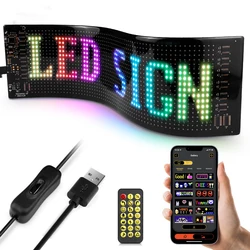 Bluetooth APP Control LED Matrix Pixel Panel,USB 5V Flexible RGB Pattern Graffiti Scrolling Text Animation Display Board Screen