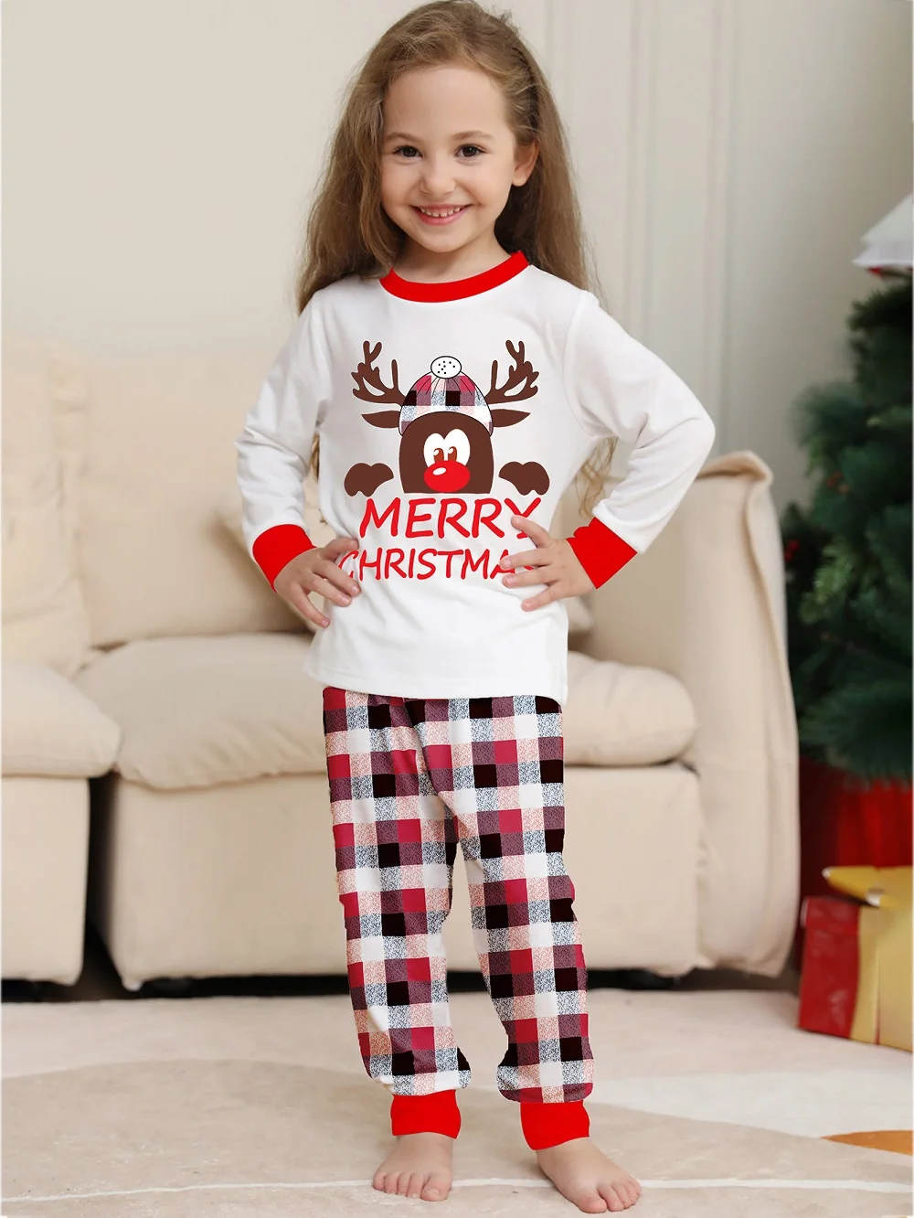 2024 Christmas Family Matching Pajamas Sets Adult And Kids Tops+Pants Family Look Xmas Sleepwear Suits Baby Boys Girls Romper