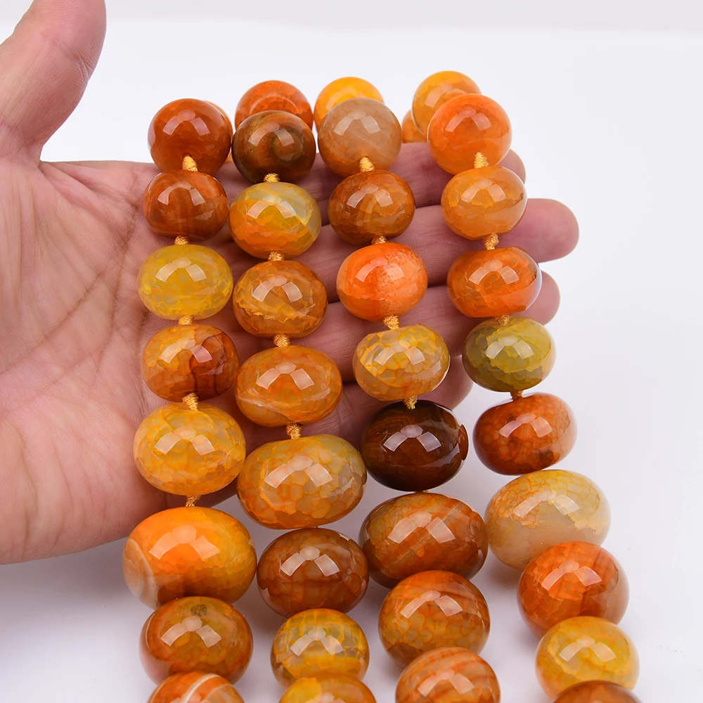 APDGG Big Natural Yellow Agate Smooth Abacus Shape Tower Chain Loose Pendant Beads 19'' Strand Jewelry DIY