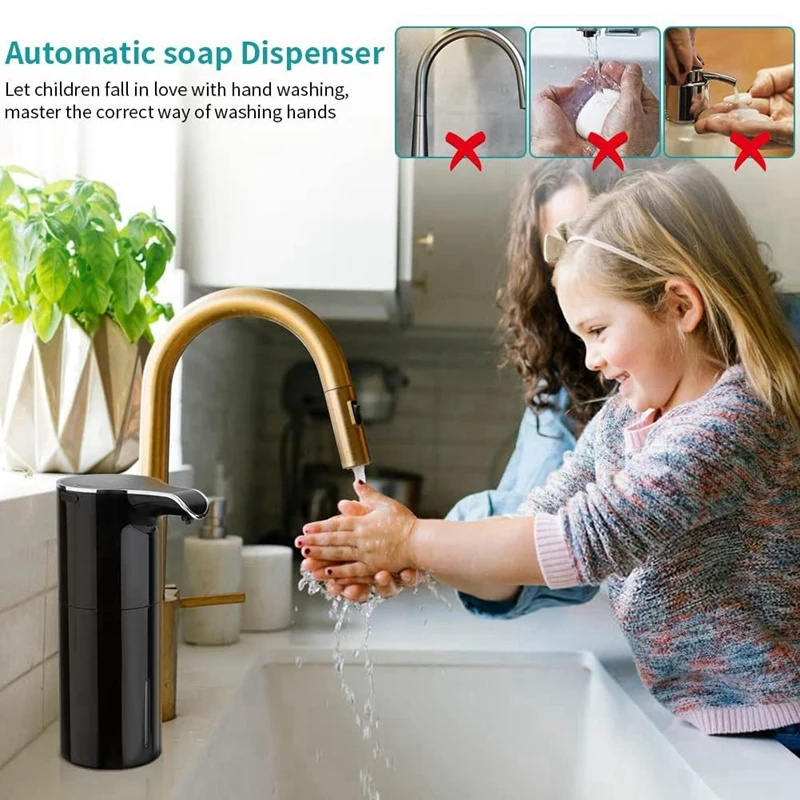 New Zai Xiao Soap Dispenser Automatic Touchless Soap Dispenser USB Rechargeable Electric Soap Dispenser 450ML Black Foam Soap Di