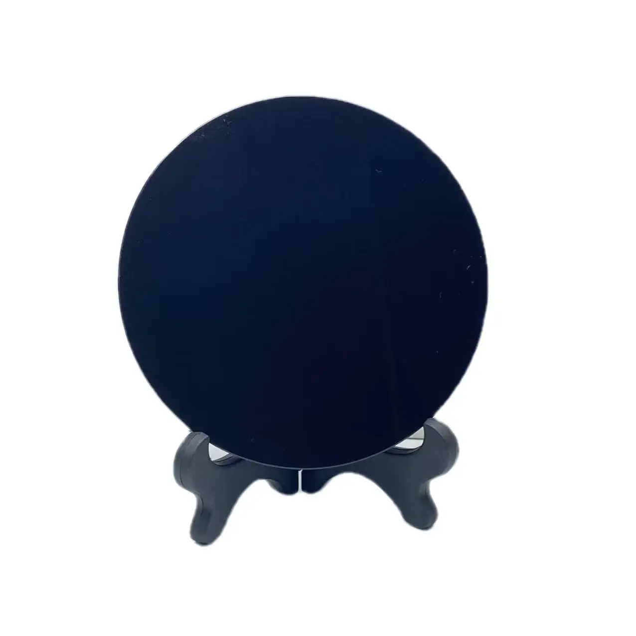 Polished Black Obsidian Scrying Mirror Smoking Mirrors with Stand Round Plate For Divination Witchcraft Fengshui Decor Mirror