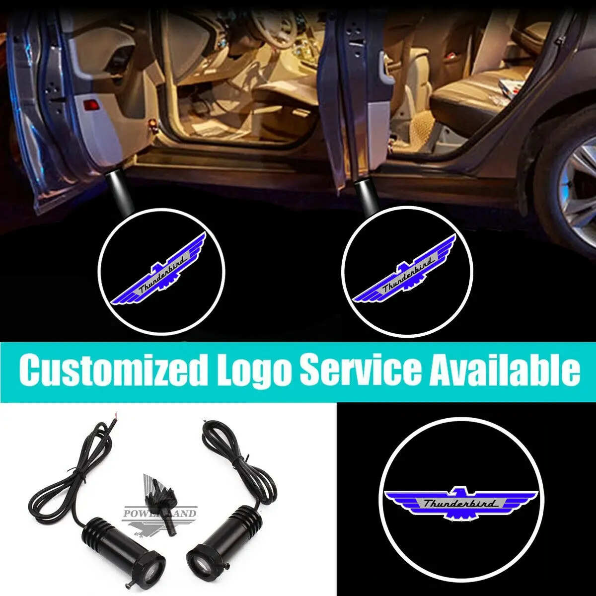 

2pcs Wired LED Thunderbird Logo Car Door Welcome Projector Shadow Lights for Thunderbird Car Accessories