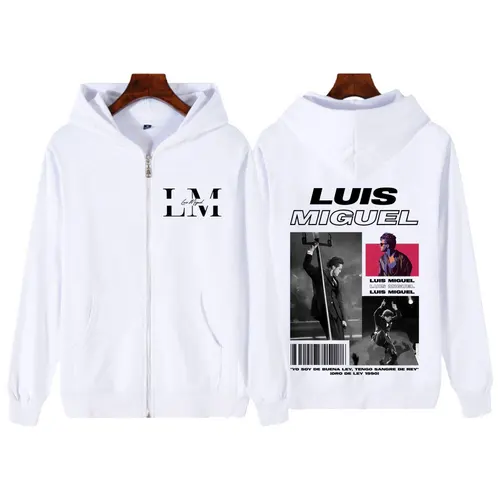 Imagen 2 del producto Rapero Luis Miguel álbum Tour gráfico cremallera sudaderas con capucha Harajuku Hip Hop Punk sudaderas hombres mujeres Casual chaqueta de lana con cremallera