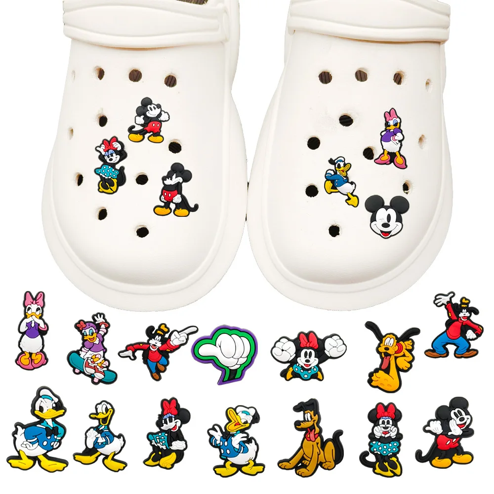 MINISO Cartoon Cute Mickey Mouse Clogs DIY Shoe Flower Decorative Buckles Detachable Soft Rubber Shoe Decorations Shoe clips