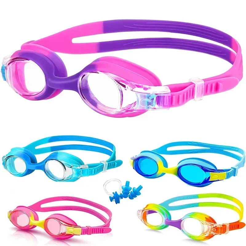 Profissional à prova dwaterproof água anti nevoeiro óculos de natação uv crianças lentes coloridas crianças óculos de natação gafas nata