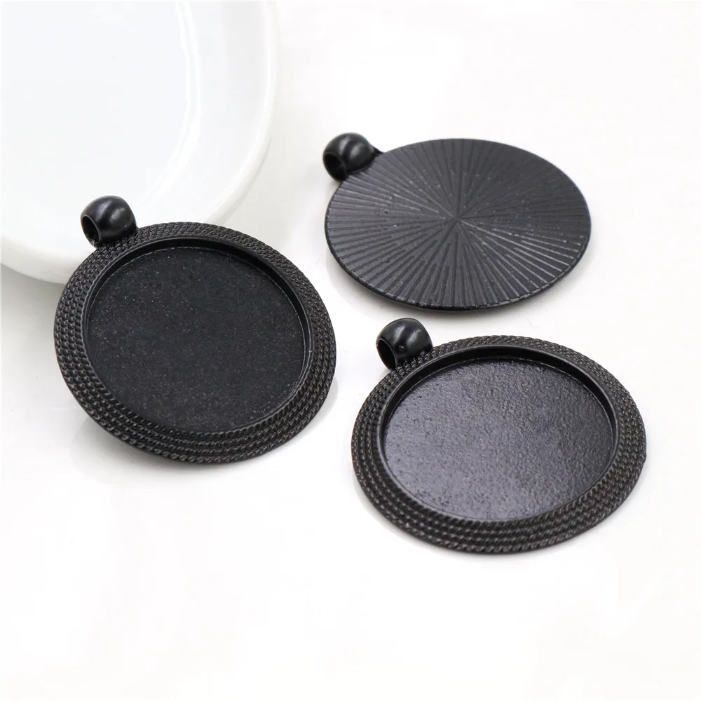 Nowa moda 5 sztuk 25mm wewnętrzna rozmiar antyczne srebro/pozłacane brąz czarne kolory fajny styl Cabochon baza ustawienie Charms wisiorek — zdjęcie 5