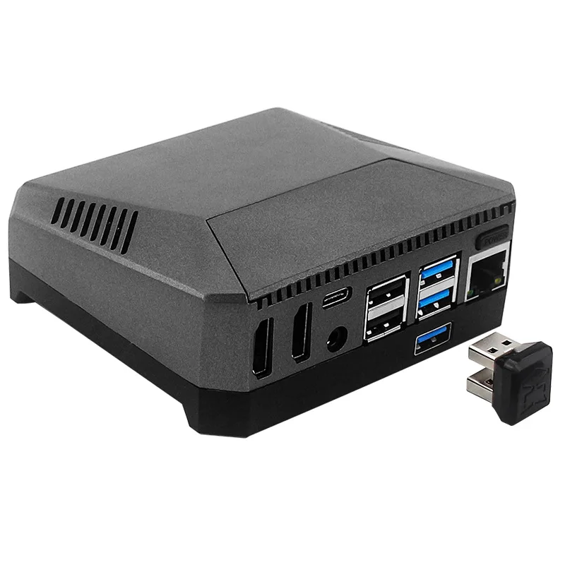 For Argon One Raspberry Pi 4B Aluminum Alloy Case with Integrated Fan and M.2 SATA/NVMe SSD Expansion Board