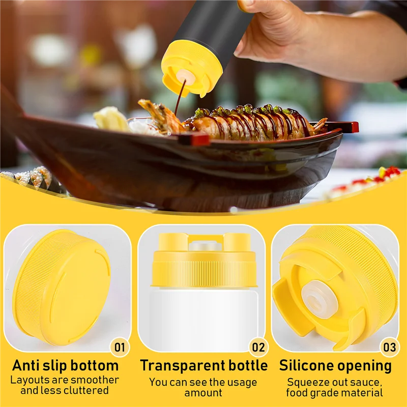 【HOT】Inverted Plastic Squeeze Bottles 16Oz Refillable Tip Large Valve Dispenser Condiment For Sauces Ketchup