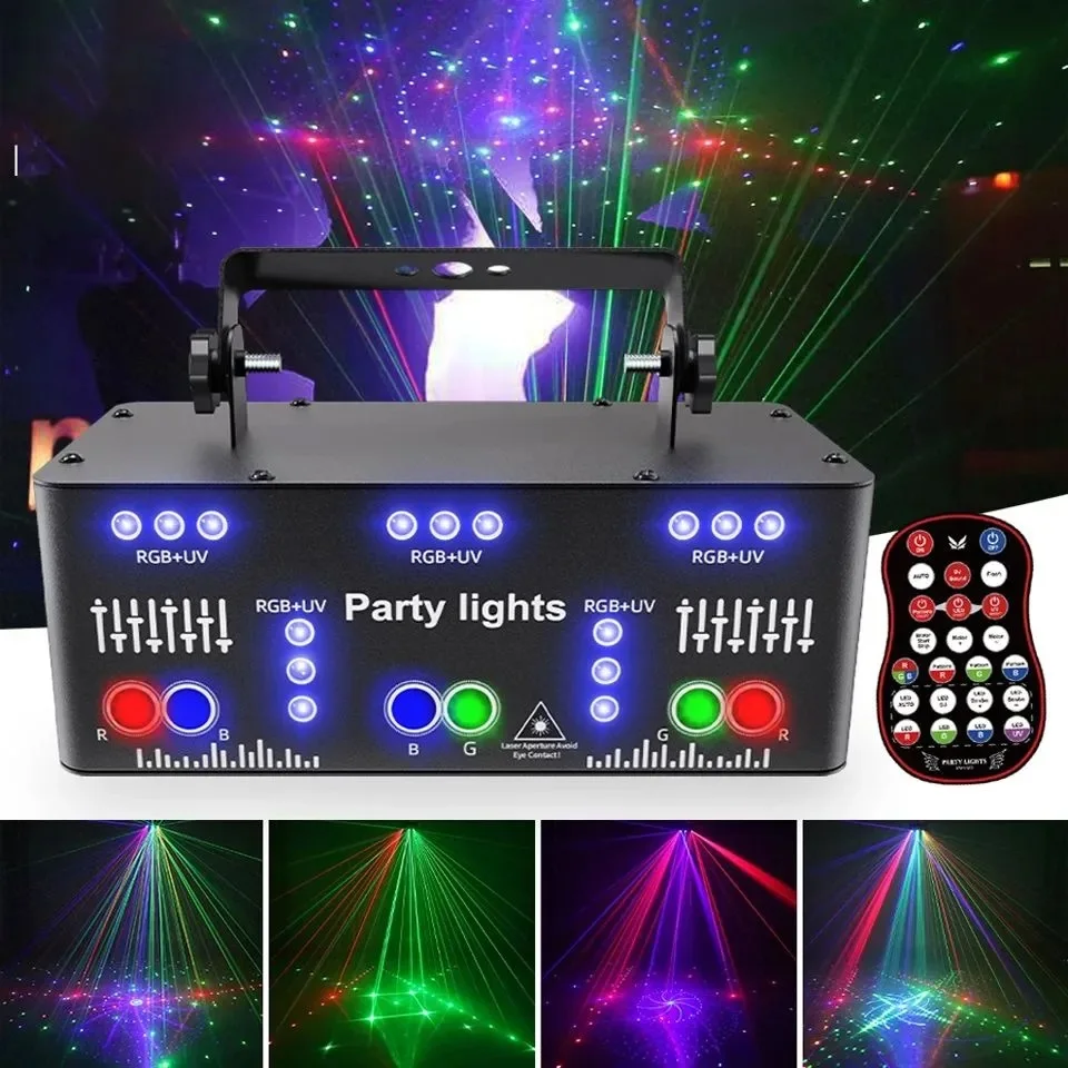 

HCWE Professional 21 Lens RGB UV Laser DJ Light Strobe Stage Light for Disco Indoor DMX Sound Activated High Quality Light Part