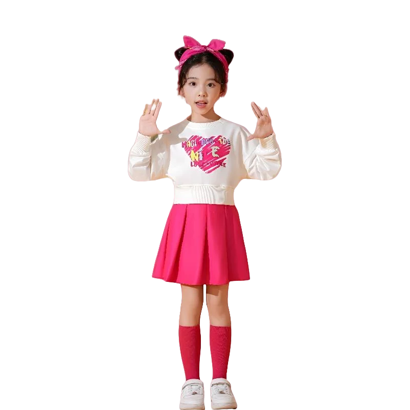 

2024 Autumn Kids’Girls 2 Piece Outfits Tracksuits Children Casual Pullover Sweatshirt and Dress Set for 3-14Years