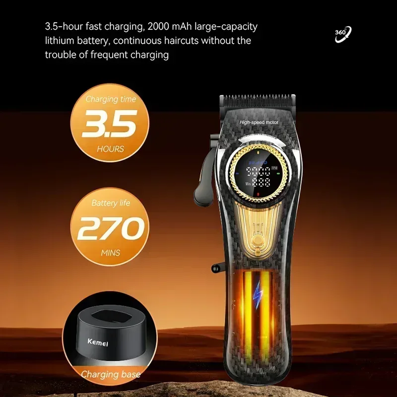 Kemei Hair Clippers Kit Professional DLC Blade Electric Trimmer Men Barber Cordless Shaver KM-2242 KM-2351 KM-3209 Hair Clippers