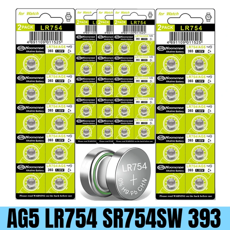 2-80PCS 1.55V AG5 LR754 Button Batteries 193 393 SR754 Round Cell Coin Alkaline Battery L754 SR754SW LR48 For Watch Toys Clock