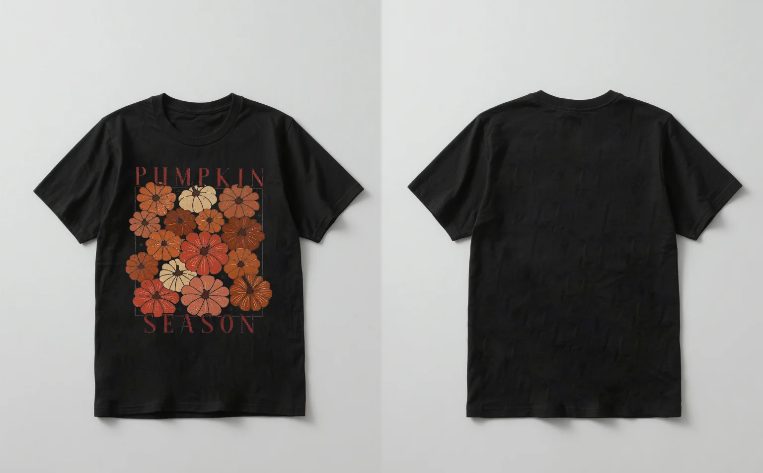 

2025 New Trendy Pumpkin Season Print Short Sleeve Casual Unisex