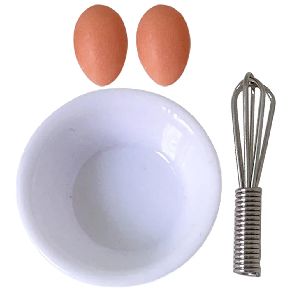 

1Set Mini Eggbeater Realistic Miniature Kitchen Whisk for Mini House Decor Pretend Play Accessory Lightweight Resin