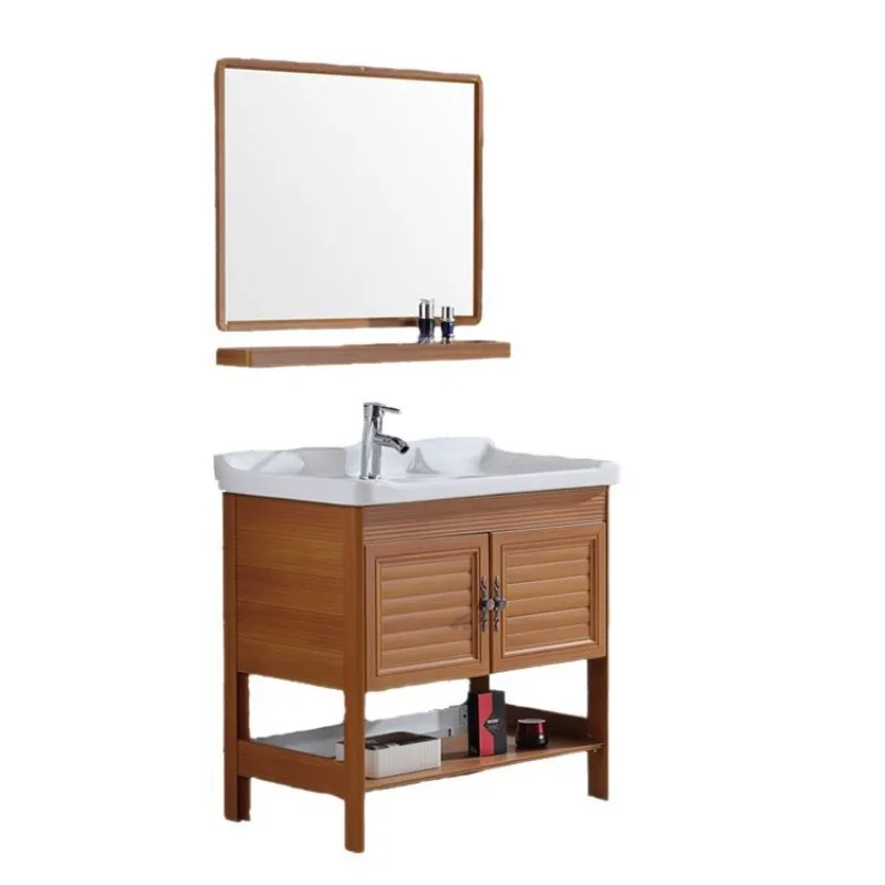 

Small apartment space aluminum floor-to-ceiling bathroom cabinet combined wash basin, bathroom integrated wash table
