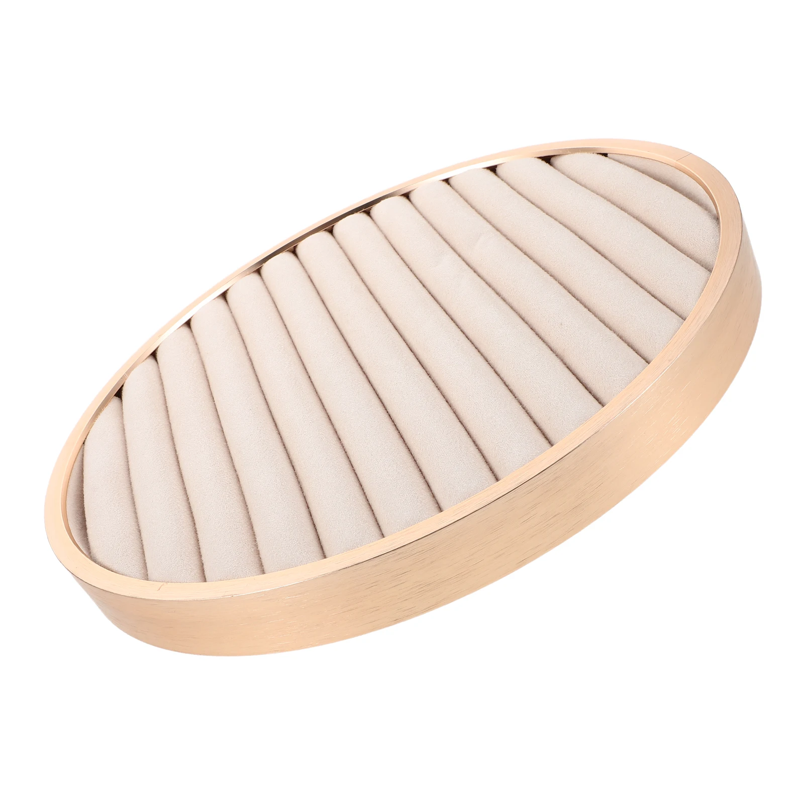 

Beige Round Metal Jewelry Tray Organizer Jewelry Display Plate for Necklaces Rings Bracelets Earrings Photography